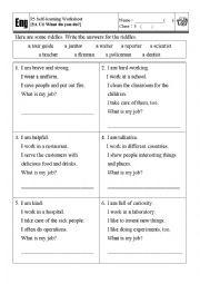 English Worksheet: Riddles of Jobs 