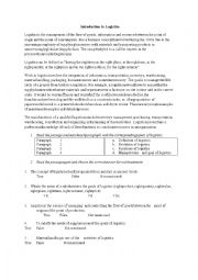 English Worksheet: Logistics - reading 