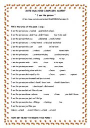 English Worksheet: Anti-bullying campaign: I am the person