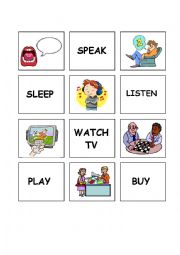 English Worksheet: Memory Game Daily Activities