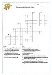 English Worksheet: Senses (and some other adjectives) crossword