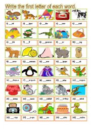 English Worksheet: Initial sound - alphabet