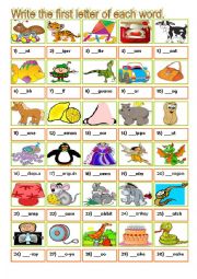 English Worksheet: Initial sound - alphabet