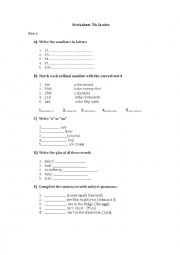 English Worksheet: 5th grades