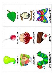 English Worksheet: The very hungry caterpillar - call cards for bingo