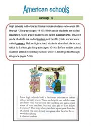 English Worksheet: American Schools - group work  group 6