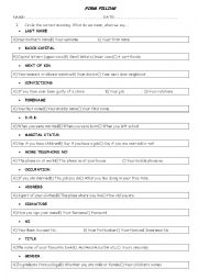 English Worksheet: Form Filling - Meanings