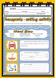 English Worksheet: Writing activity - transports