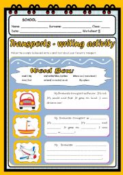 Writing activity - transports