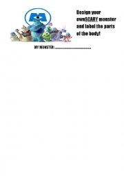 English Worksheet: MONSTER DRAWING - BODY PARTS V. YOUNG  LEARNERS