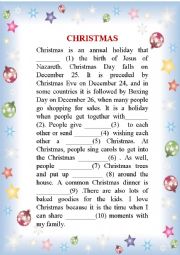 English Worksheet: a sample writing about celebrations- Christmas