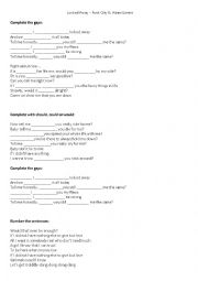 English Worksheet: Locked Away Song Activity