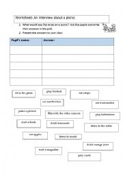 English Worksheet: An interview about a picnic