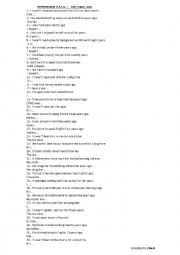 English Worksheet: PAEG REPHRASINGS FOR- SINCE - AGO