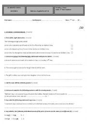 English Worksheet: Mid-term English Test N 01 2nd year Arts students