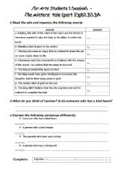 English Worksheet: The winters tale 