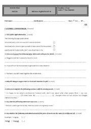 English Worksheet: Mid-term English Test N 01 3rd year Arts students