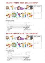 English Worksheet: Health habits: Good or bad habits?