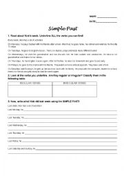 SIMPLE PRESENT/SIMPLE PAST reading and writing activity