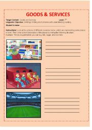 English Worksheet: Goods and Services Writing Activity