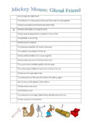 English Worksheet: Halloween worksheet for Mickey Mouse video Ghoul Friend