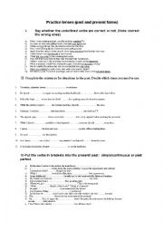 English Worksheet: practice tenses: past and present forms