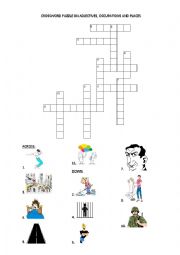 CROSSWORD PUZZLE ON ADJECTIVES, OCCUPATIONS AND PLACES