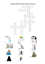 English Worksheet: CROSSWORD PUZZLE ON ADJECTIVES, OCCUPATIONS AND PLACES