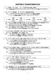 English Worksheet: SENTENCE TRANSFORMATION