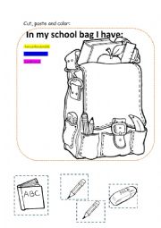 English Worksheet: My school bag