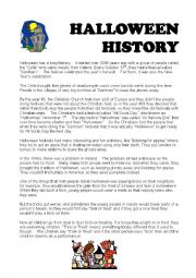 English Worksheet: Halloween History in simple English