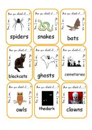 English Worksheet: Are you afraid of...? Go Fish