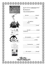English Worksheet: halloween present continuous