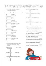 English Worksheet: Prepositions