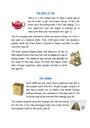 English Worksheet: The Story of Tea Reading Comprehension