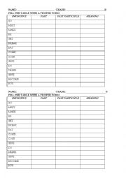 English Worksheet: irregular verbs 