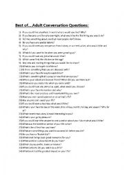 English Worksheet: Conversation Starter Questions 