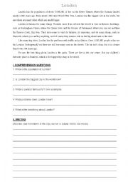 English Worksheet: Reading about London