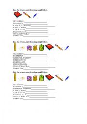 English Worksheet: classroom objects 