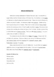 English Worksheet: Story of Halloween