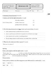 English Worksheet: midterm test feb 2007 2nd year