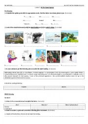 English Worksheet: Lesson 7: At The Travel Agency (4th year) 