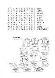 English Worksheet: Clothes