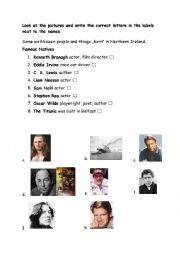 English Worksheet: Famous Irish people