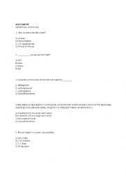 English Worksheet: A QUIZ COMPETITION