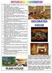 Picture-based conversation : topic 88 - decorated house vs plain house.