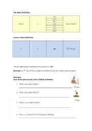 English Worksheet: Date of birth