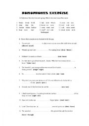 English Worksheet: Homophone exercise 