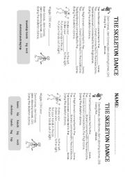 English Worksheet: The skeleton dance