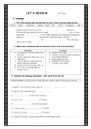 English Worksheet: review